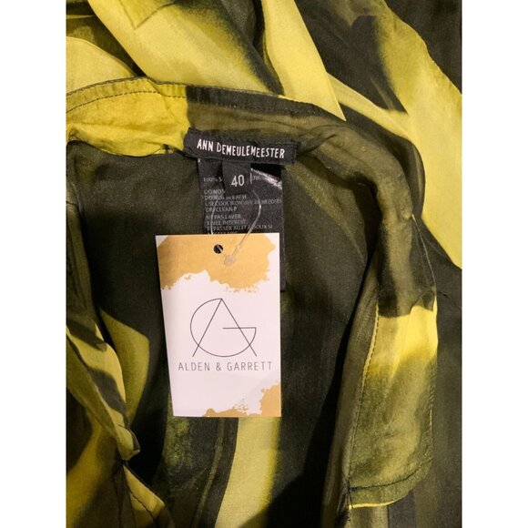 Ann Demeulemeester Yellow & Black Long Silk Trench Coat, Size 8 (US) 40 (EU) - Picture 10 of 10